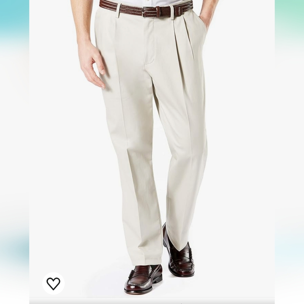 34W x 30L Dockers Men's Classic Fit Signature Lux Cotton Stretch Pants-Pleated